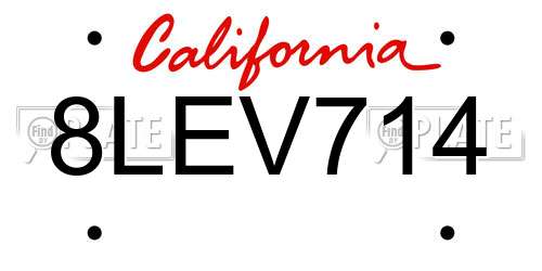 8LEV714 California License Plate