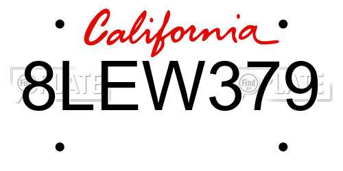 8LEW379 California License Plate