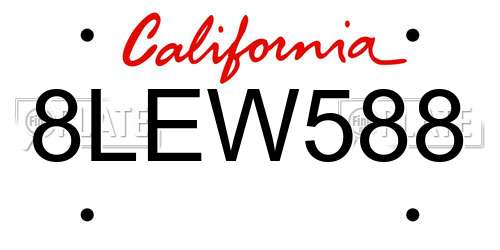 8LEW588 California License Plate
