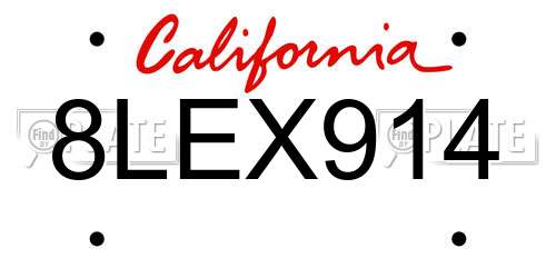 8LEX914 California License Plate