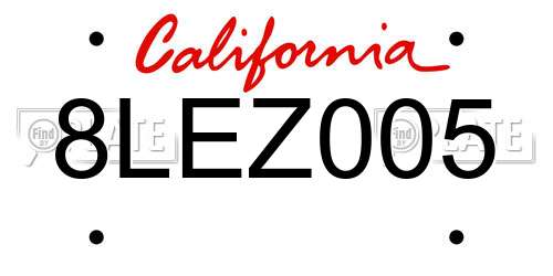 8LEZ005 California License Plate