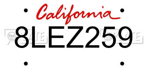 8LEZ259 California License Plate