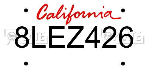 8LEZ426 California License Plate