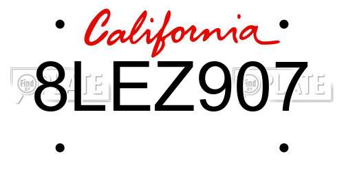 8LEZ907 California License Plate