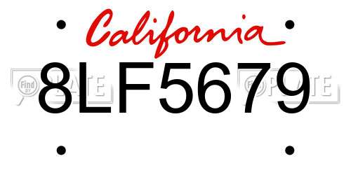 8LF5679 California License Plate