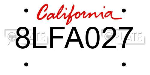 8LFA027 California License Plate