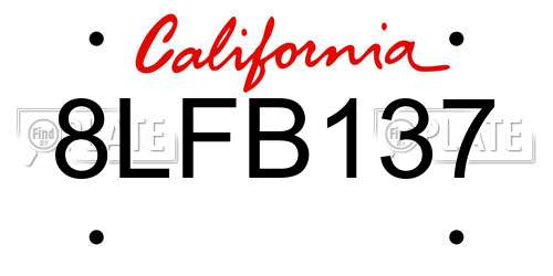 8LFB137 California License Plate
