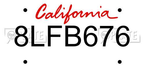 8LFB676 California License Plate