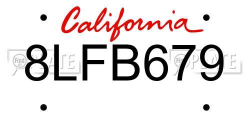 8LFB679 California License Plate