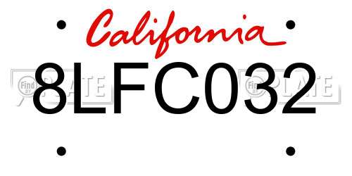 8LFC032 California License Plate