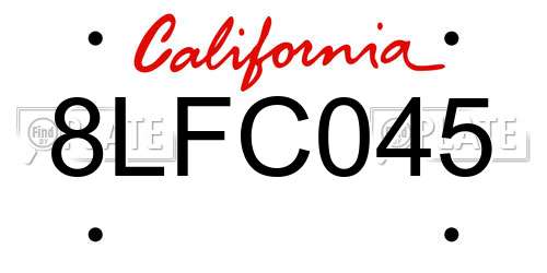 8LFC045 California License Plate