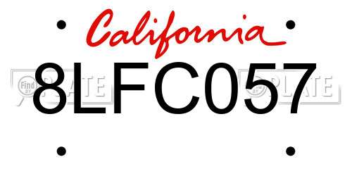 8LFC057 California License Plate