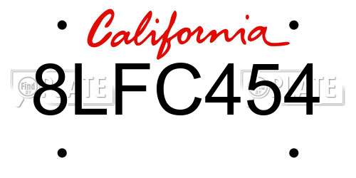 8LFC454 California License Plate