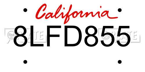 8LFD855 California License Plate