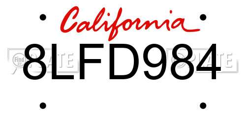 8LFD984 California License Plate