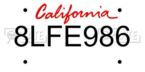 8LFE986 California License Plate