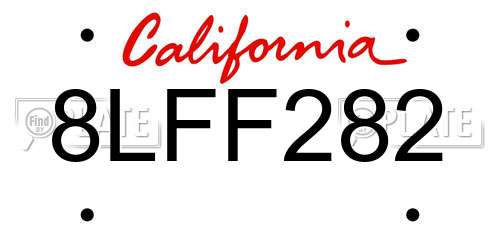 8LFF282 California License Plate