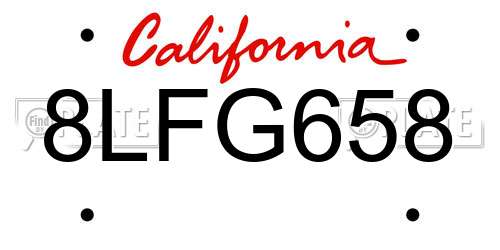 8LFG658 California License Plate