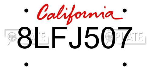 8LFJ507 California License Plate