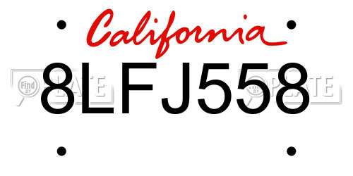 8LFJ558 California License Plate