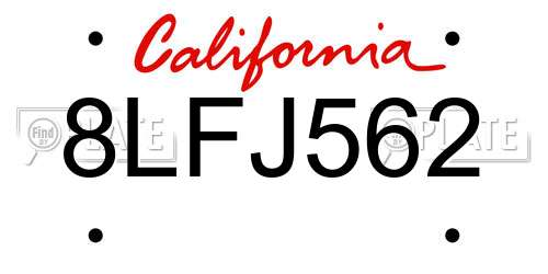 8LFJ562 California License Plate