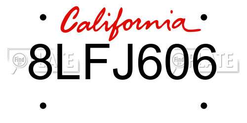 8LFJ606 California License Plate