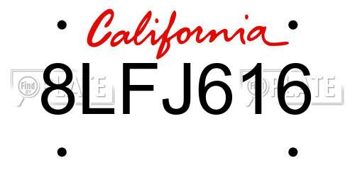 8LFJ616 California License Plate