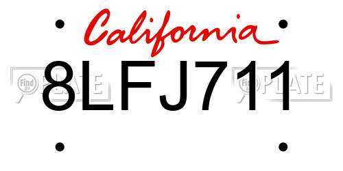 8LFJ711 California License Plate