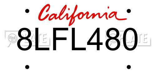 8LFL480 California License Plate
