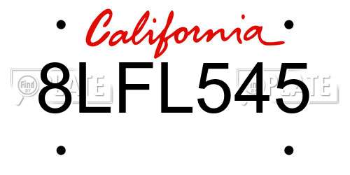 8LFL545 California License Plate