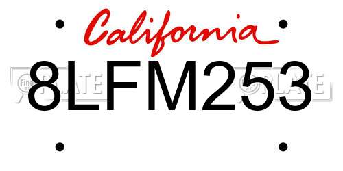 8LFM253 California License Plate