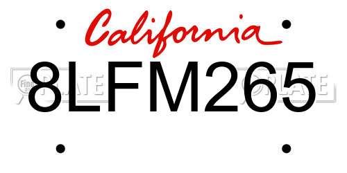 8LFM265 California License Plate