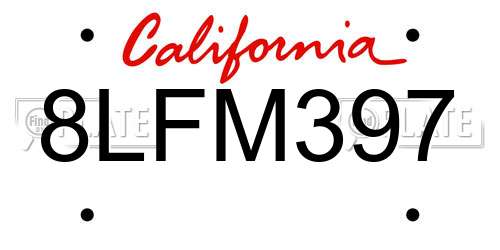 8LFM397 California License Plate