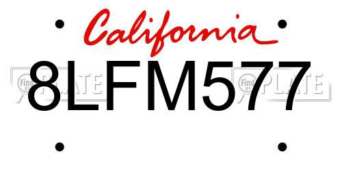 8LFM577 California License Plate