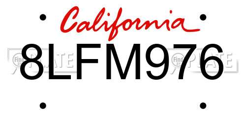 8LFM976 California License Plate
