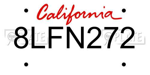 8LFN272 California License Plate
