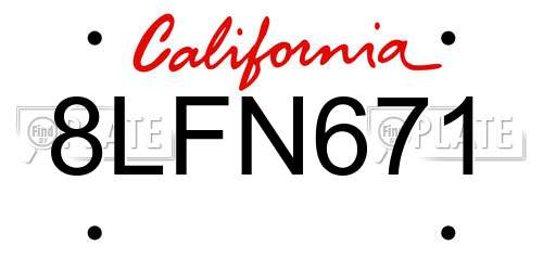 8LFN671 California License Plate