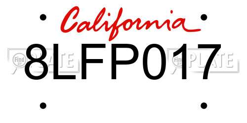 8LFP017 California License Plate