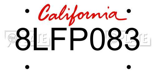 8LFP083 California License Plate
