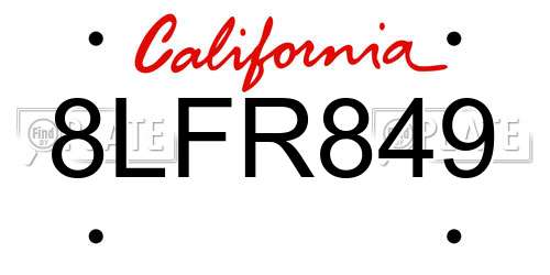 8LFR849 California License Plate
