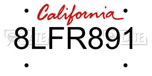8LFR891 California License Plate
