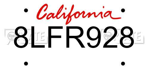 8LFR928 California License Plate