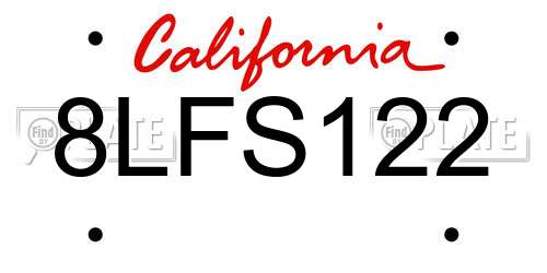 8LFS122 California License Plate