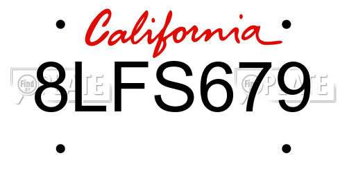 8LFS679 California License Plate