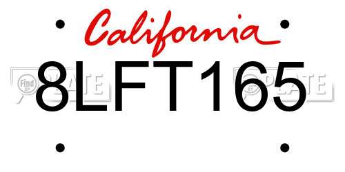 8LFT165 California License Plate