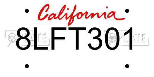8LFT301 California License Plate