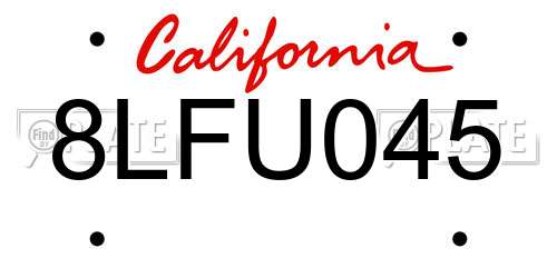 8LFU045 California License Plate