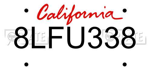 8LFU338 California License Plate