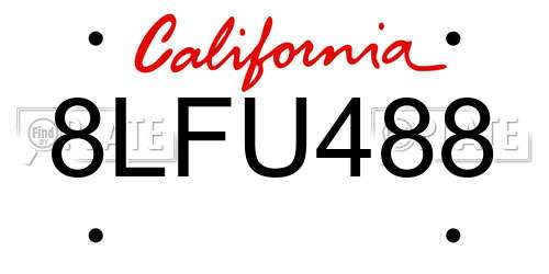 8LFU488 California License Plate