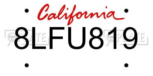 8LFU819 California License Plate